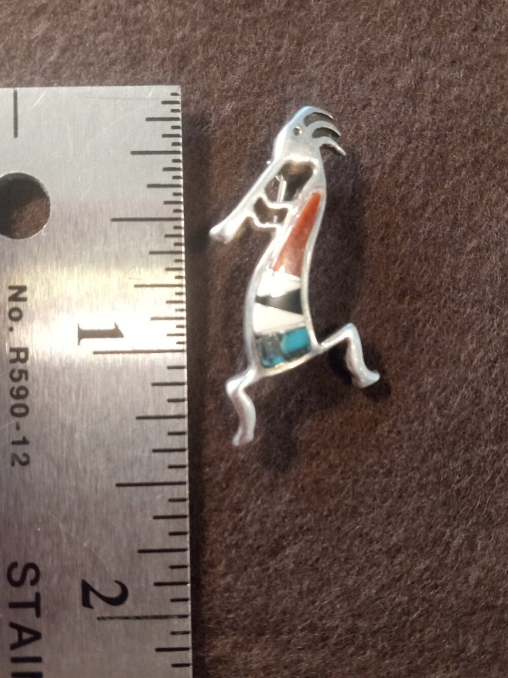 Native American vintage Zuni Kokopelli brooch